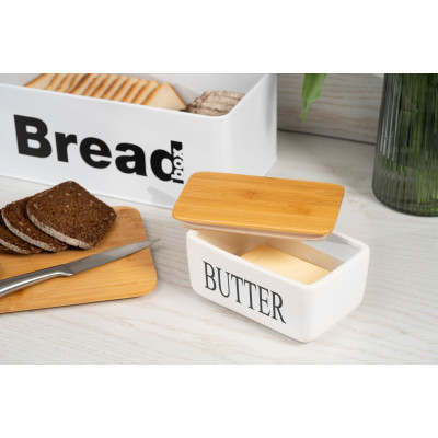 Масленка кухонная Ardesto Midori 16.5х10х8см, кераміка, бамбук, біла (AR0908W) Вінниця - фото 9