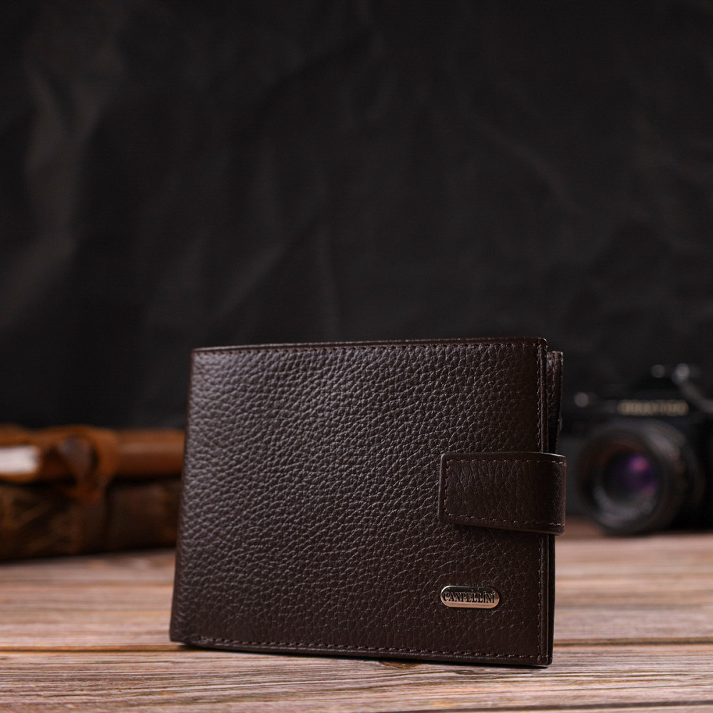 Вместительный мужской кошелек из натуральной кожи флотар Коричневый (CANPELLINI) Киев - изображение 2