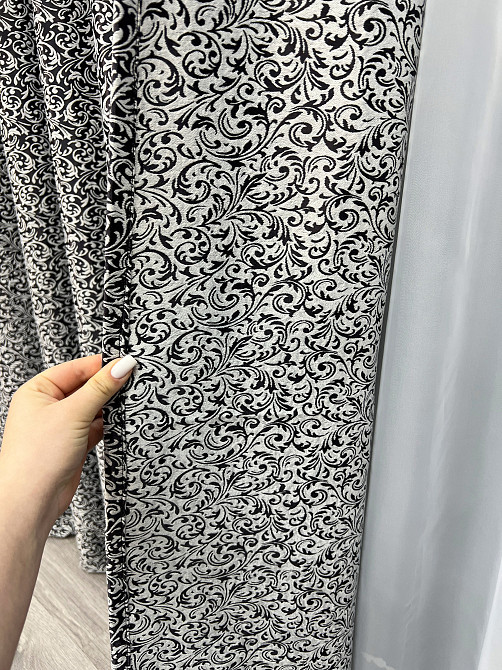 Комплект готових штор VR-Textil Софт Вензель № 2050ш(А) Чорний з сірим 200х275 см 2шт (32-425) Київ - фото 7