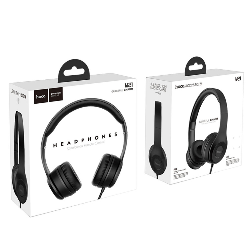 Навушники HOCO W21 Graceful charm wire control headphones Black Київ - фото 4