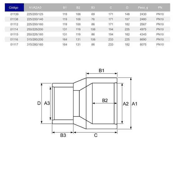 Муфта перехідна ПВХ Hidroten 1001329, d90/75/50 мм Київ