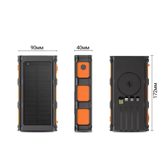 Портативний зовнішній акумулятор, павербанк на сонячній батареї з бездротовою зарядкою 20000мАч Red Кам'янець-Подільський