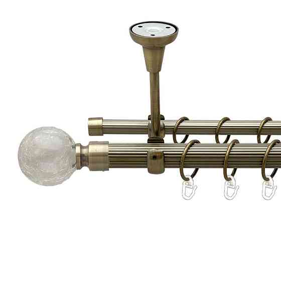 Карниз Orvit Сепія металевий дворядний відкритий до стелі рифлена труба кільце металеве Антик 25\16 мм 300 см (00-00018780) Львів