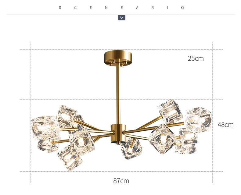 Світлодіодна люстра Кубик 8614 (Золота) на 12 плафонів Вінниця - фото 4