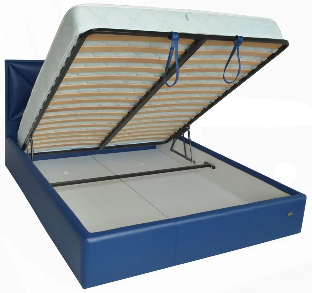 Кровать Двуспальная Leeds Comfort 180 х 190 см Boom 21 С подъемным механизмом и нишей для белья Синий Киев - изображение 4