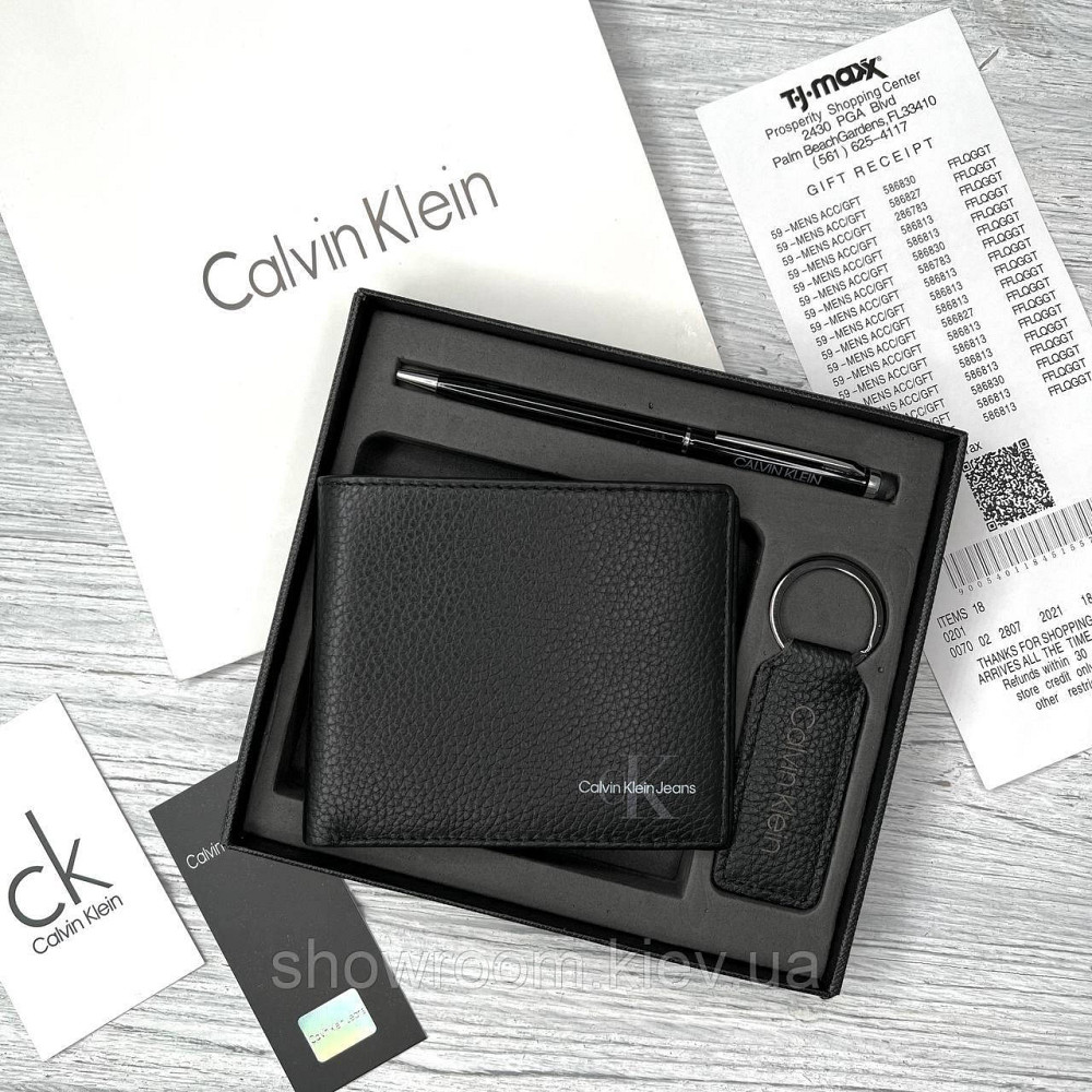 Шкіряне чоловіче портмоне Calvin Klein у подарунковій коробці (8875-3) Київ - фото 9