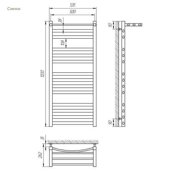 Водяна сушарка для рушників Laris Гранд П14 500х1200 з полицею Київ