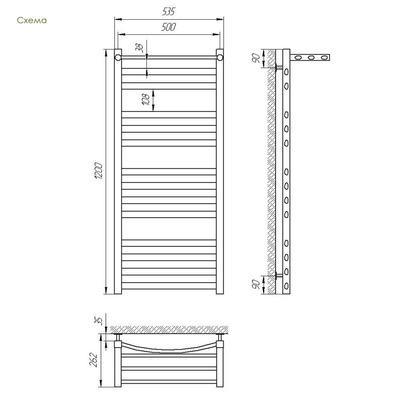 Водяна сушарка для рушників Laris Гранд П14 500х1200 з полицею Київ - фото 3