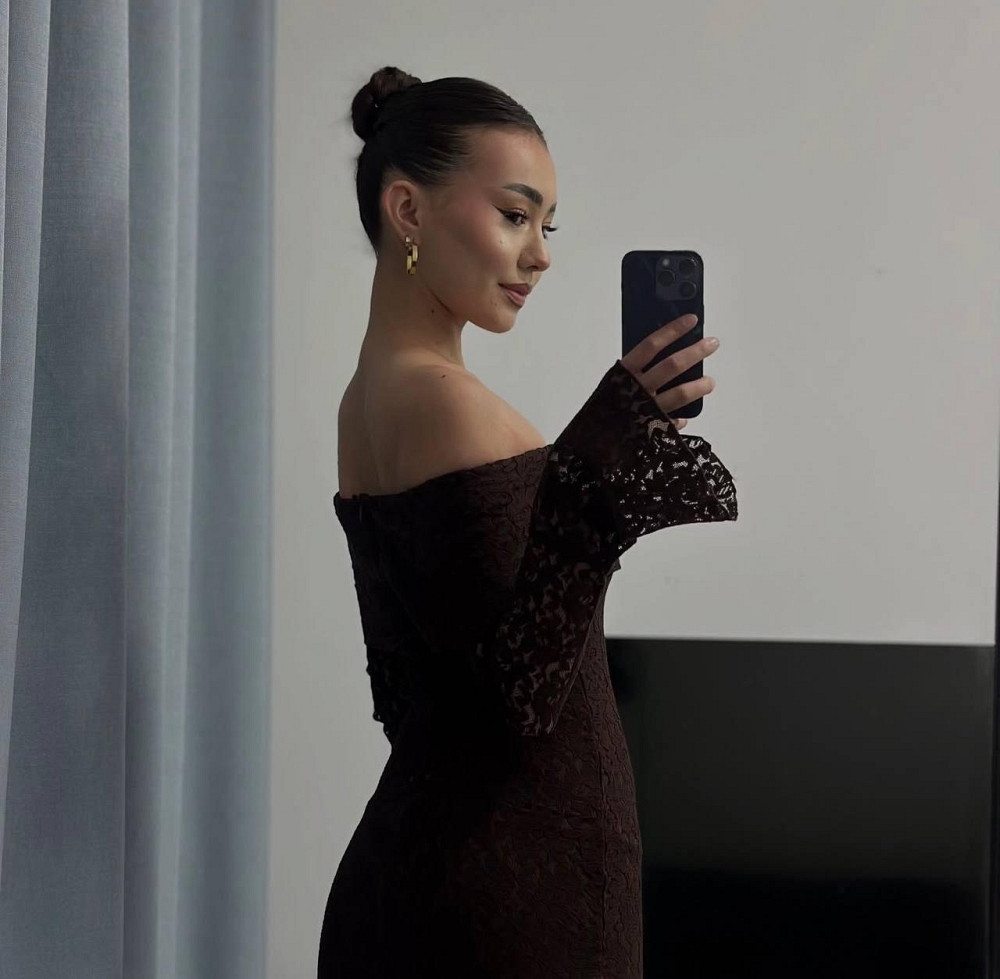 Женское романтическое кружевное платье со спущенными плечами гипюр + подкладка Коричневый, 42/44 Одесса - изображение 3