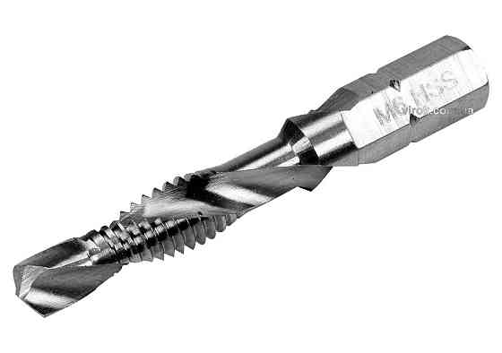 Свердло-мітчик YATO М6 х 1 мм, HSS М2, HEX-1/4", l= 44/8 мм [20/200] Одеса