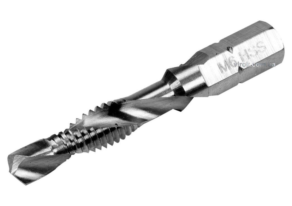 Свердло-мітчик YATO М6 х 1 мм, HSS М2, HEX-1/4", l= 44/8 мм [20/200] Одеса - фото 1