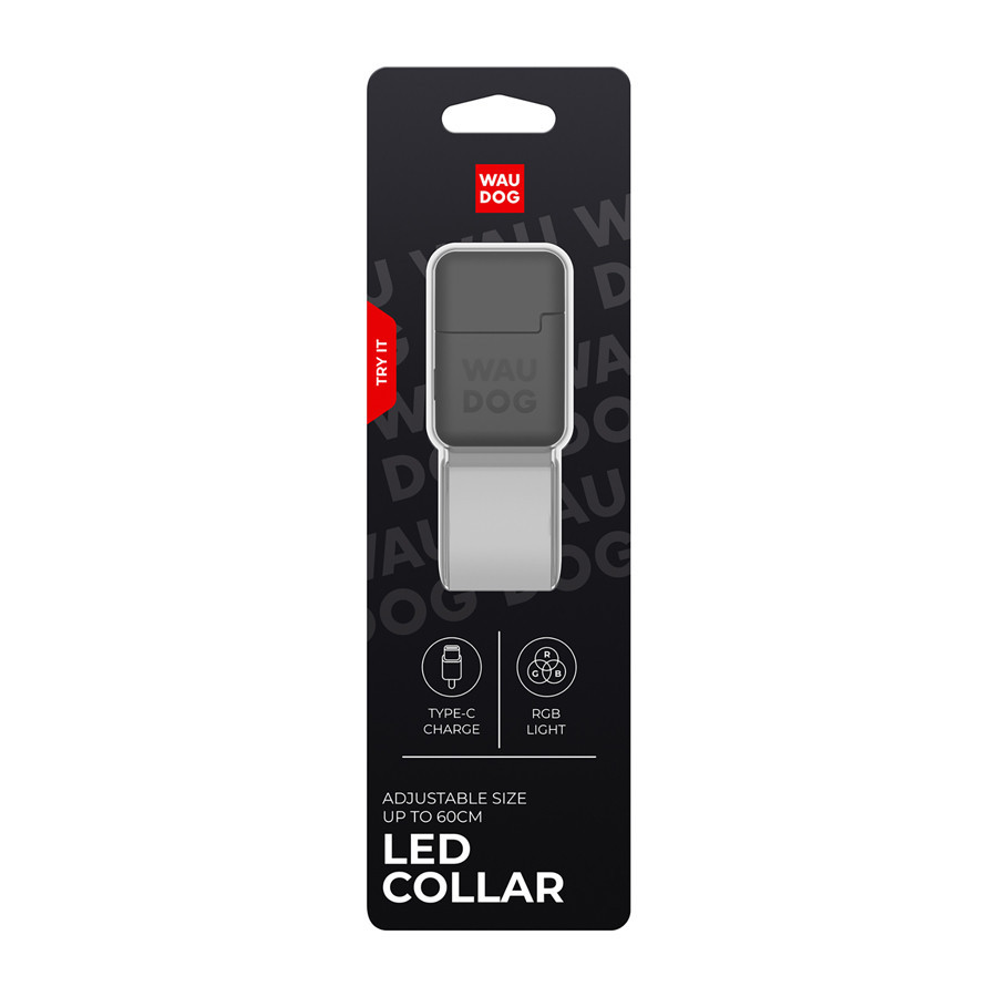 Нашийник для собак з підсвічуванням WAUDOG LED, RGB, Type-C, регульований, Ш 25 мм, Дов 60 см Київ - фото 4