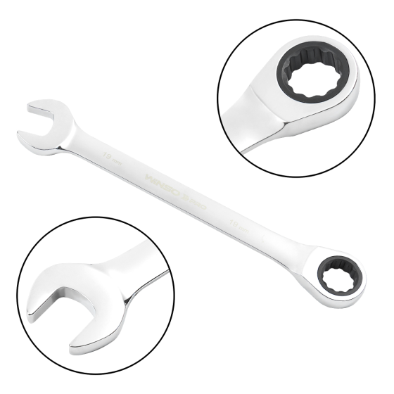 Набор комбинированных ключей с трещоткой WINSO PRO Cr-V, 10 шт (8–19 мм), в пластиковом держателе Киев