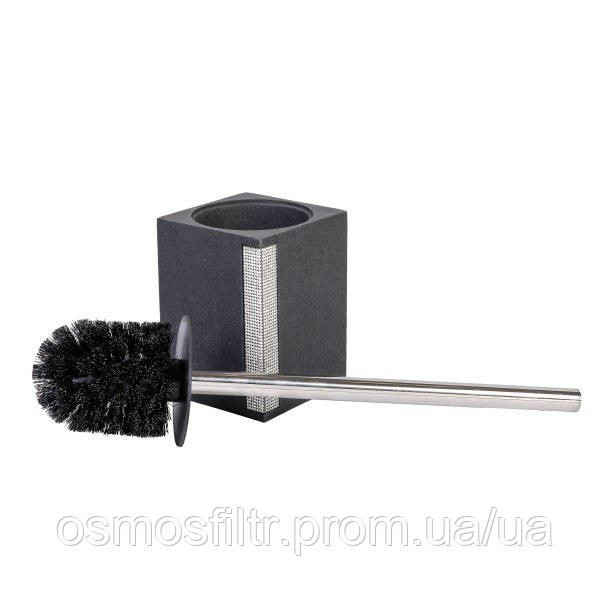 Щітка для туалету Axentia Ліндос чорна з декором полігума 9.2x38.5x9.2 см 1250 г (134487) Київ - фото 2