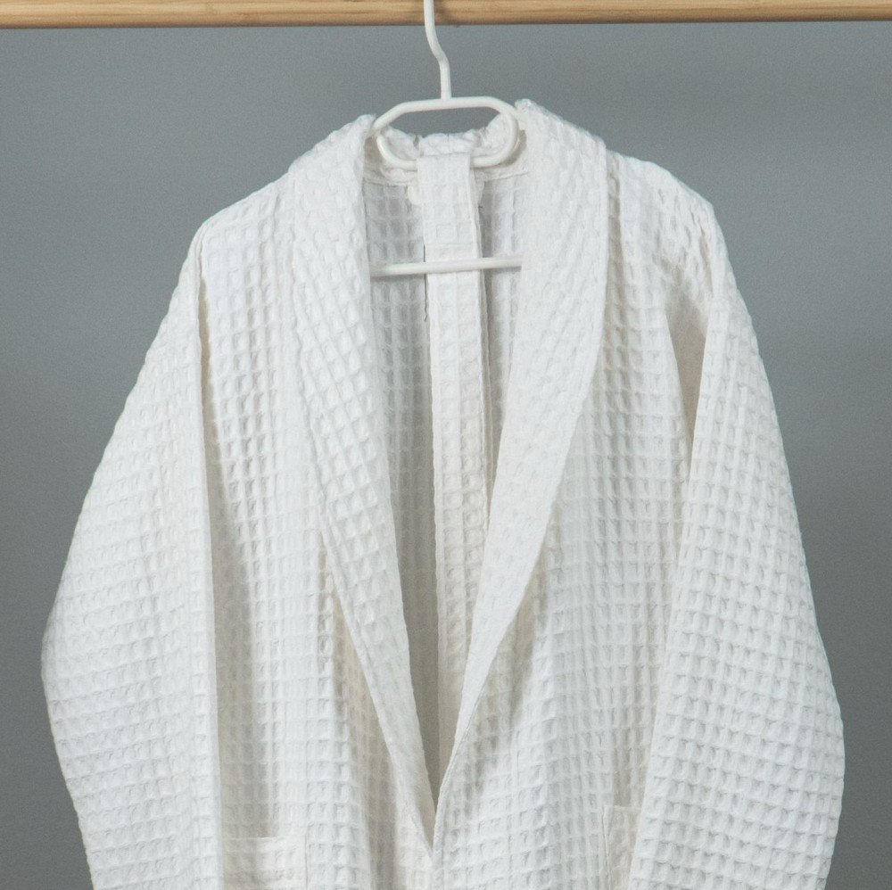 Вафельний халат жіночий з коміром, довгим рукавом YouStar 100% бавовна 380 г/м2 (Білий) M Суми - фото 8