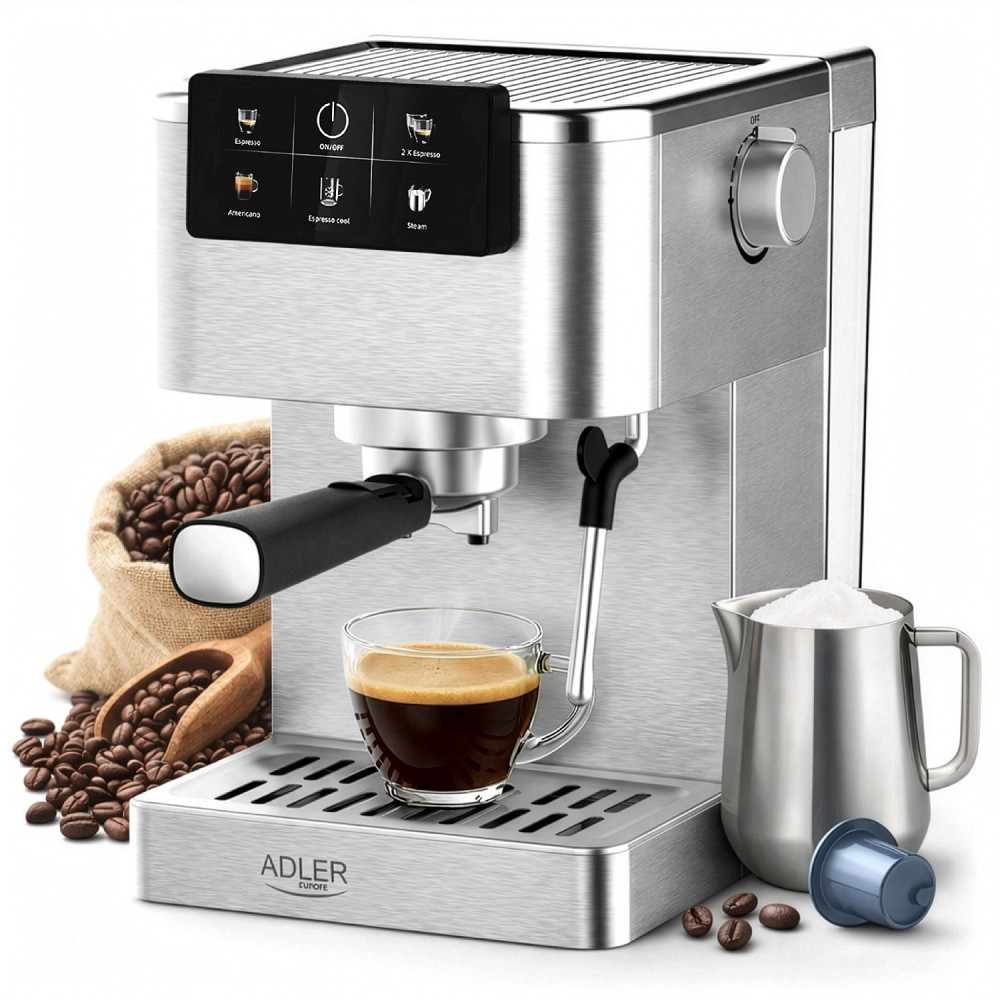 Кавомашина Adler AD 4390 ріжкова/ 1350 Вт/ 20 бар/ 1,5л/ мелена/ капучінатор/сіра Винница - изображение 15