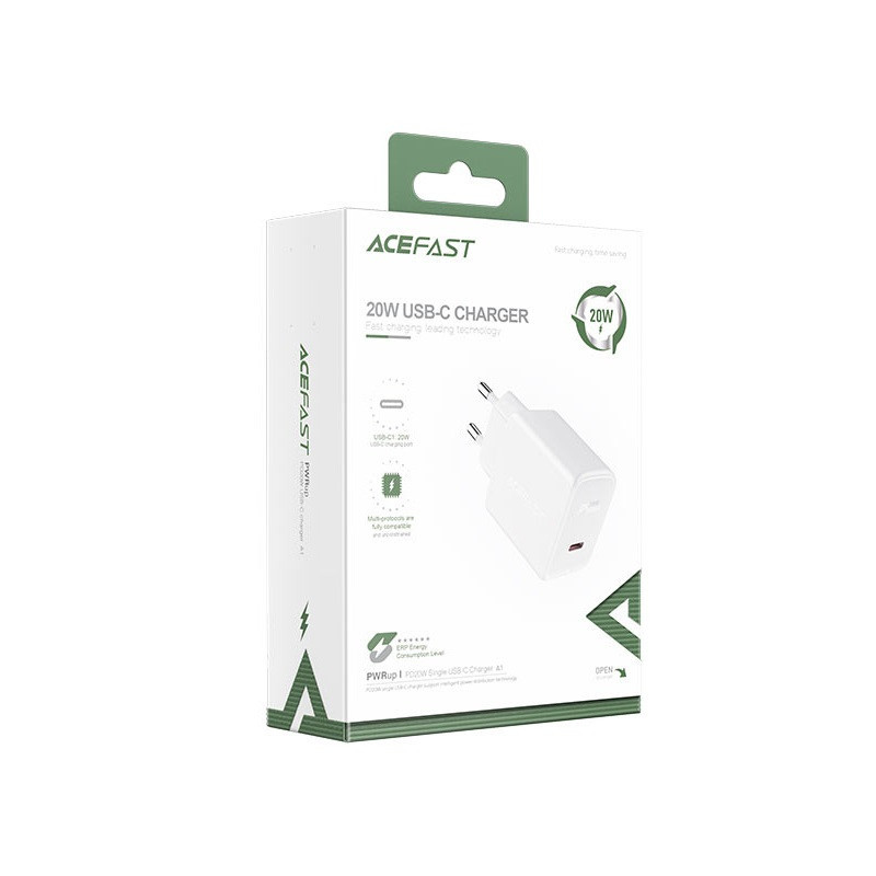 Мережевий зарядний пристрій ACEFAST A1 PD20W single USB-C charger White Одеса - фото 2