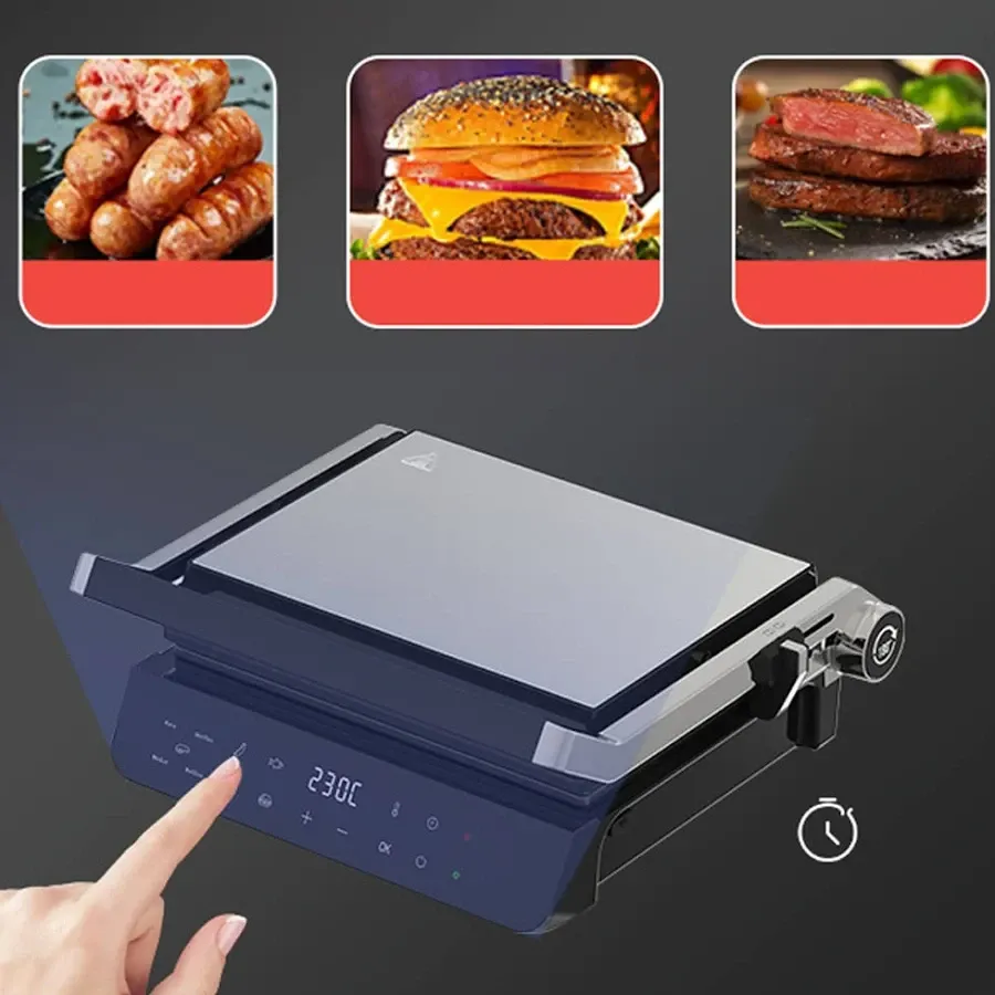 Електричний гриль SK-08079 з антипригарним покриттям, термостат, відкриття кришки 90°/180°, зручний Одеса - фото 4