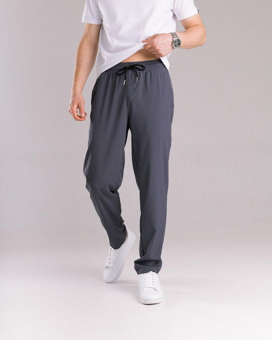 Однотонні базові чоловічі штани весна літо темно-сірі Pobedov Aero Київ - фото 7