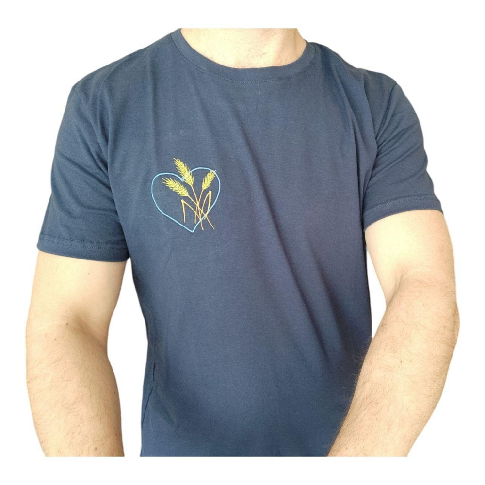 Футболка мужская с вышивкой колоски р. 44-60 синяя Киев - изображение 1