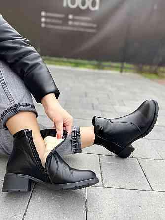 Черевики жіночі HD чорні натуральна шкіра зима висота 10 см обхват 24 см (2098) 38р. Коломия