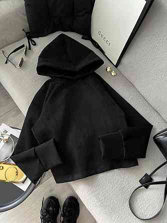 Жіноча стильна оверсайз кофта з ланцюжком щільний замш на ​​дайвінгу Одеса