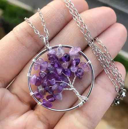 Кулон «Дерево життя» з аметистом – натуральний камінь з  ланцюжком Київ