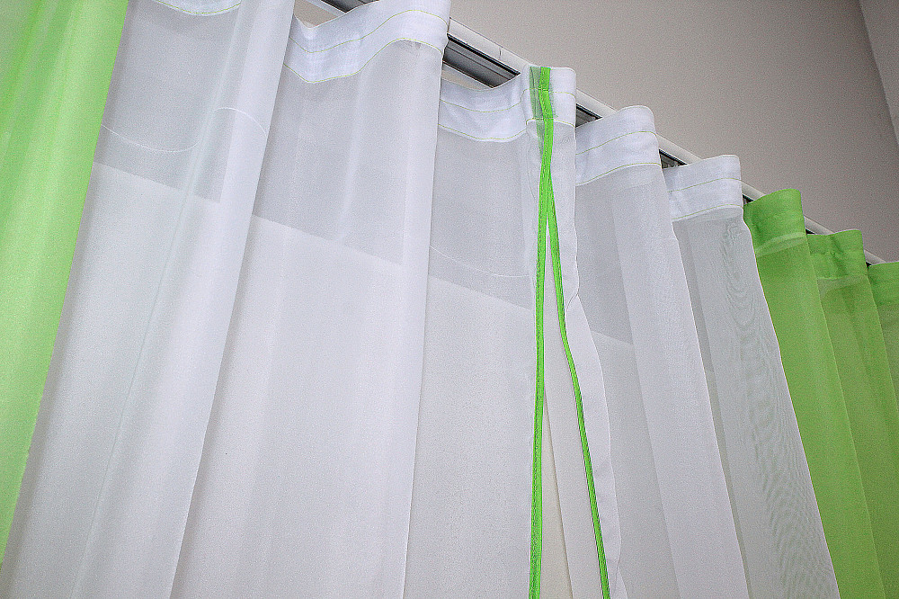 Кухонные шторы VR-Textil № 017к комбинированные с подвязками темно-салатовый с белым 265х170 см (50-639) Киев - изображение 4
