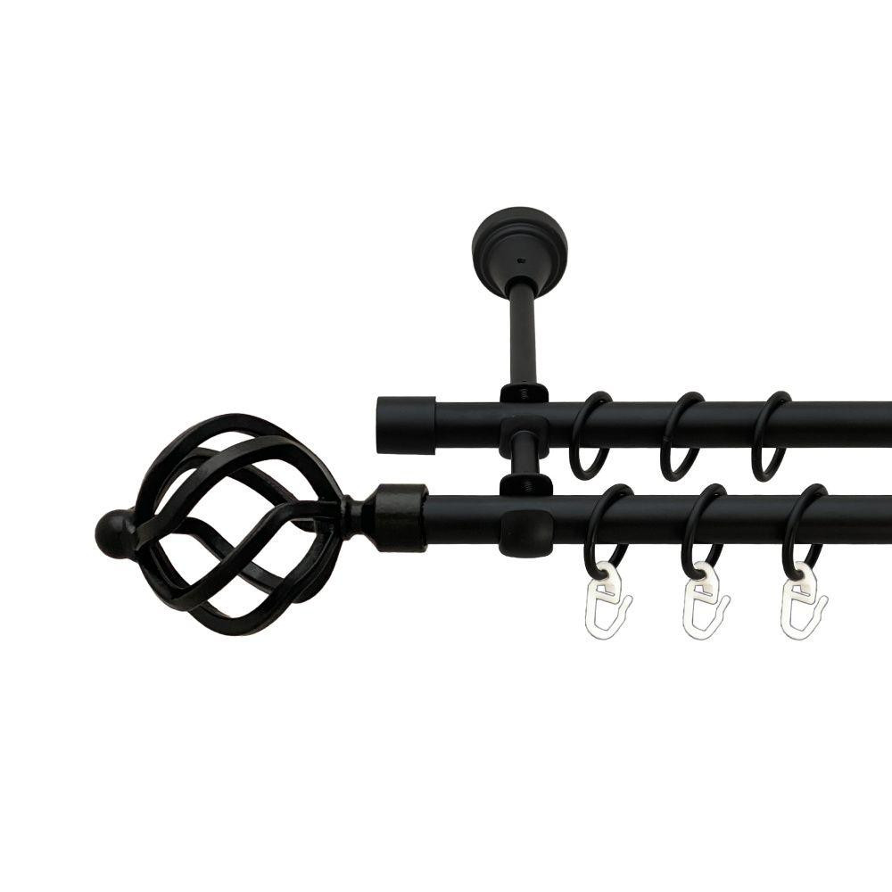 Карниз Orvit Ажур металевий дворядний відкритий гладка труба кільце металеве Чорний Оксамит 16\16 мм 240 см Львов - изображение 1