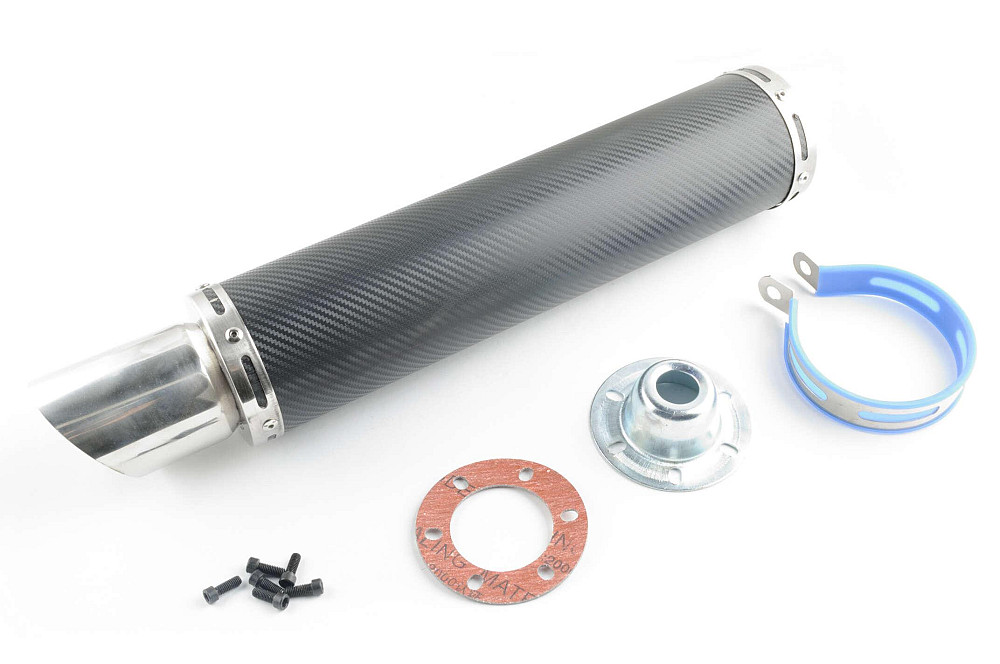 Глушник (тюнінг) 420 * 100mm, кріп. Ø78mm (нержавіюча сталь, карбон чорний, прямоток, mod:1) Київ - фото 1