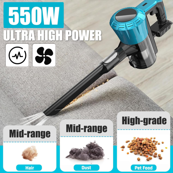 Аккумуляторный пылесос Psogpone 550W 45000Па для Makita 18V: 6-в-1, HEPA, 2 АКБ 5.5Ач, LED-щетка, Velvet Black Киев