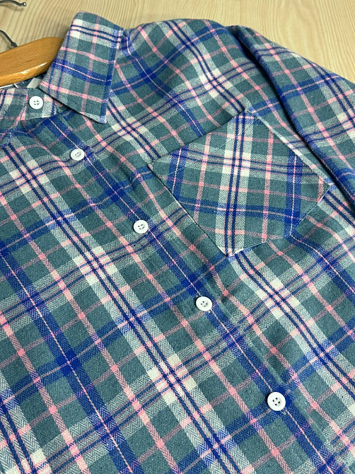 Рубашка женская Baoyu 225-1 в клетку оверсайз фланель, бірюзовий, one size Киев - изображение 9