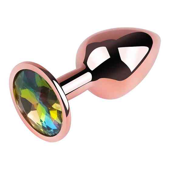 Анальна пробка з кристалом EGZO - Rose Gold Round Plug Rainbow size S Sex Aura Київ