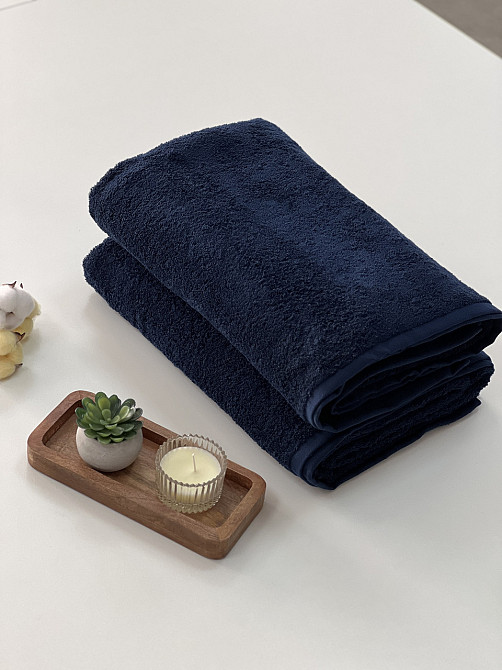 Полотенце махровое Ideal Textile однотонное плотность 450 г/м2 100х150 см синий Черновцы - изображение 6