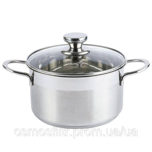 Каструля Axentia Brilliant Ø 20см 3.4 л зі скляною кришкою нерж сталь Н 11 см (135941) Київ - фото 1
