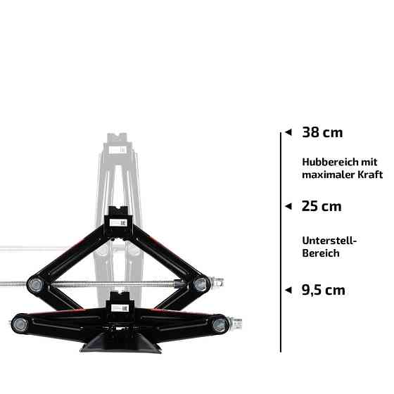 Преміум домкрат гвинтовий (ромб), з ручкою-трещіткою, 1,5т "BlackEdition", Heyner, 347160 Київ