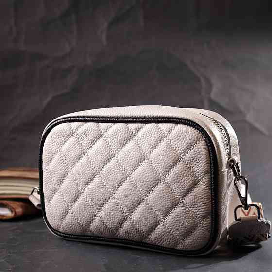 Жіноча сумка через плече на одне відділення з натуральної шкіри Vintage 22383 Біла Київ