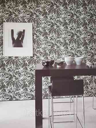 Шпалери вінілові на флізелін Sirpi Alta gamma Sempre 3 абстракція листя сірі білі на чорно золотистому 3д Київ
