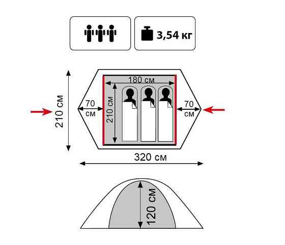 Палатка трехместная Tramp Lite Tourist 3 песочная Киев