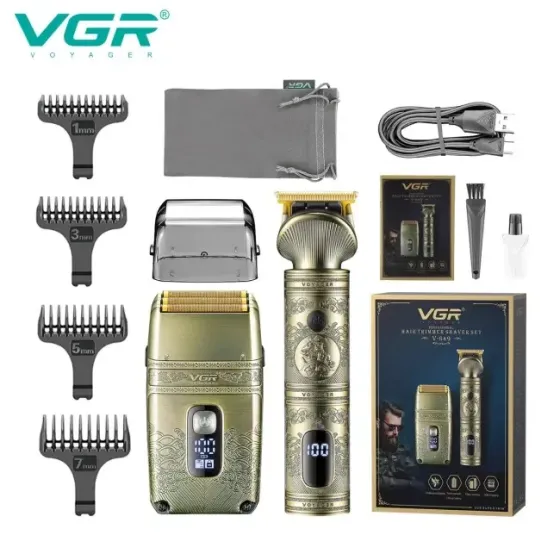 Машинка для стрижки волос и бороды VGR V 649 4 насадки для длины, для бороды и усов, LED дисплей Киев
