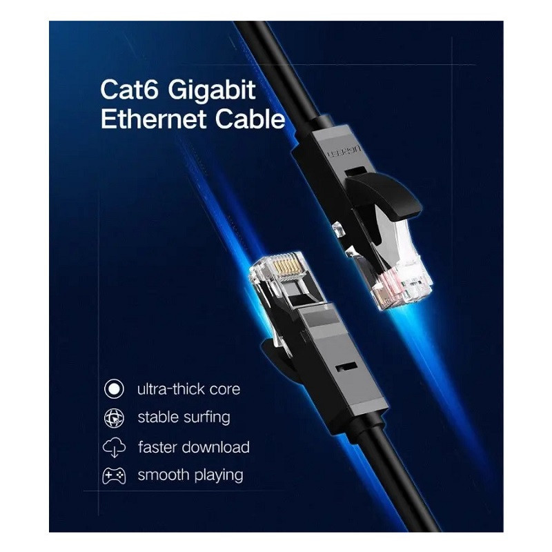 Мережевий кабель UGREEN NW102 Cat 6 U / UTP Lan Flat Cable 2m (Black)(UGR-50174) Одеса - фото 3
