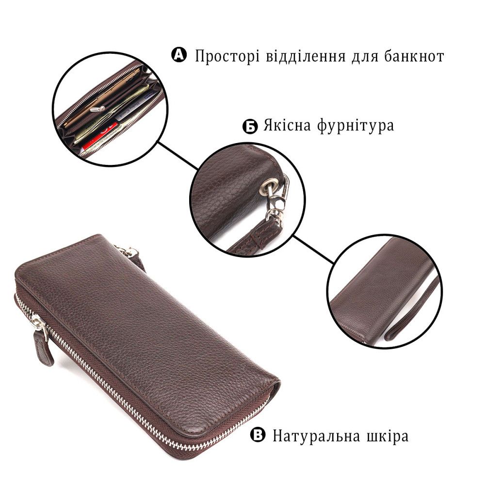 Практичный кошелек для женщин из натуральной зернистой кожи CANPELLINI 21617 Коричневый Киев - изображение 7