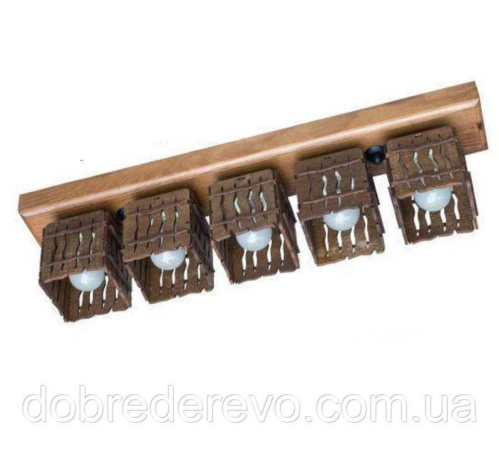 Люстра деревянная потолочная 5 плафона Вижница - изображение 1