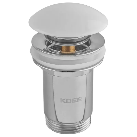 Донный клапан для раковины Koer PW-08-11 1 1/4'' без перелива автоматический СLICK-СLACK (Белая керам.накл) (KR5788) Киев