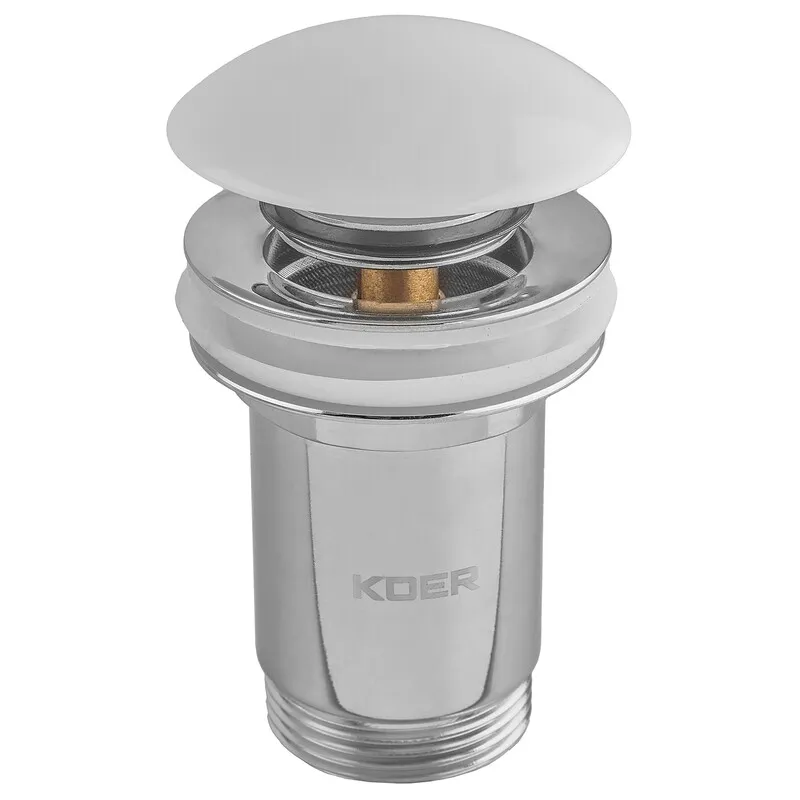 Донный клапан для раковины Koer PW-08-11 1 1/4'' без перелива автоматический СLICK-СLACK (Белая керам.накл) (KR5788) Киев - изображение 1