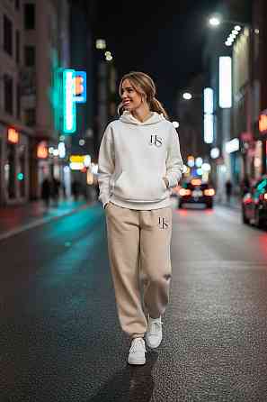 Теплый женский костюм тринитка на флисе Беж 2XL-3XL Харьков