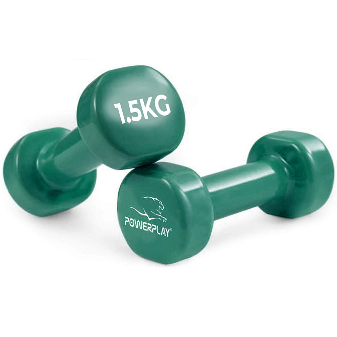 Гантель вінілова PowerPlay 4125 Achilles 2*1,5 кг. Зелені (2шт.) Кам'янське - фото 2