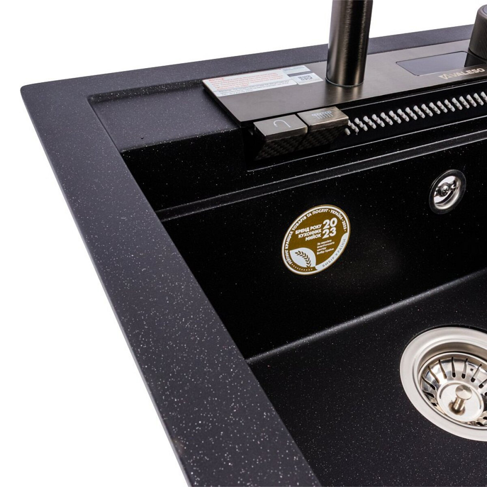 VALESO Гранітна мийка VALESO VIVA 5149 матова Чорний металік Коломыя - изображение 7