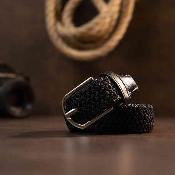 Текстильный женский ремень классика Vintage 20546 Черный Киев