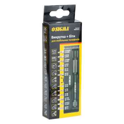 Отвертка Sigma c битами 1/4" 24шт CrV для мобильных телефонов (пласт кейс) (4003251) Винница